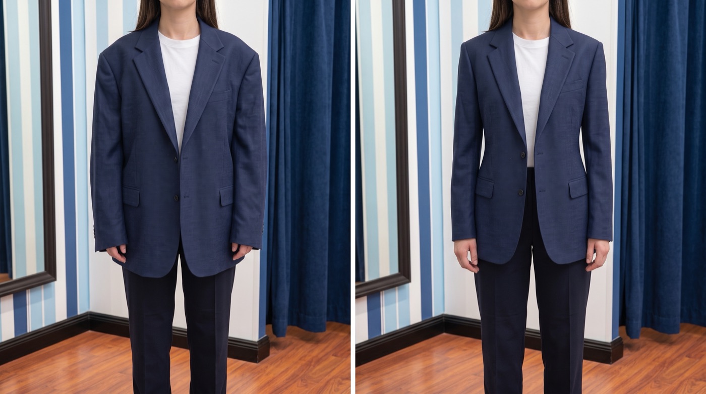 Prima e dopo blazer donna — Orlo e Via