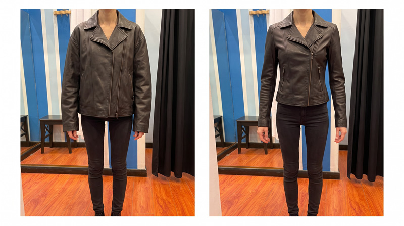 Giacca in Pelle Larga in Vita — Orlo e Via